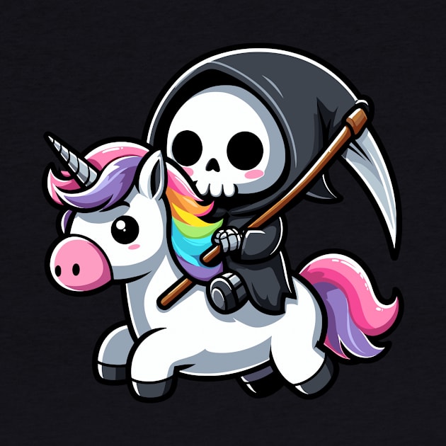 Cute Reaper Riding Unicorn by Kawaii N Spice